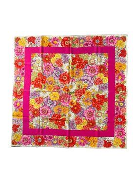 Vintage Gucci Silk Scarf Floral Pink Border Italy 34”